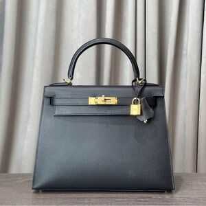 Black noir H Kelly 25 Sellier structured Epsom GHW